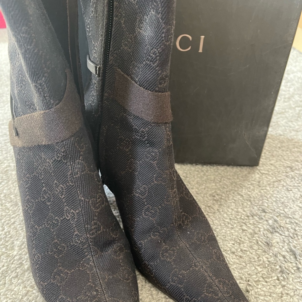 Gucci Brown Monogram Boots